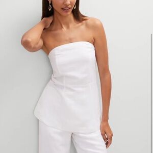 Ann Taylor White Strapless Linen Top